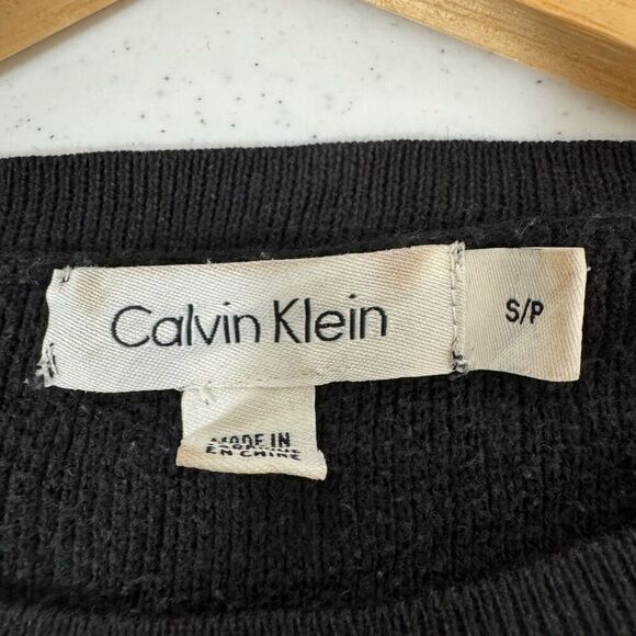 Calvin Klein Men’s Grey/Black Knit Sweater Size Small Round Neck Cotton Blend - Picture 5 of 9